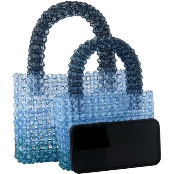 Women Acrylic Purse Mini Beaded Evening Handbags Handmade Gradient Transparent - Picture 2 of 6